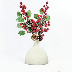 พืชดอกไม้ผลเบอร์รี่เทียมสีแดงอุปกรณ์ตกแต่งคริสต์มาสแบบทำมือ - Product Image 4