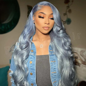Perruque Frontale HD Lace Cheveux Humains Colorés Gris Transparent Ondulés Pré-épilés Argentés * Brésiliens pour Femmes 13*4 13*<span class=keywords><strong>6</strong></span> Longs Blonds - Product Image 4