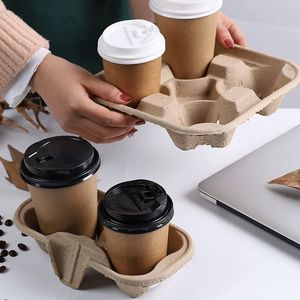 Portavasos Desechable para 2/4 Vasos, Portavasos Ecológico para Café, Portavasos para Bebidas para Llevar para Cafeterías y Restaurantes - Product Image 1