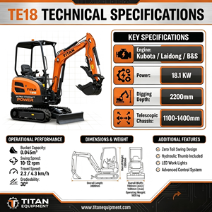 <span class=keywords><strong>Mini</strong></span>-excavatrice sur chenilles multifonction TITAN TE18 de 1,8 tonne avec attache rapide, accessoires de tarière et de <span class=keywords><strong>godet</strong></span> - Product Image 6