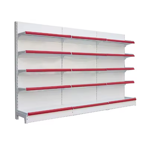 Étagère de supermarché en métal légère en forme de L, double face, norme américaine, avec étagères solides et panneau arrière - Product Image 1