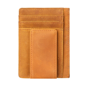 Porte-cartes en cuir véritable avec aimant puissant, logo personnalisable, OEM ODM, pince à billets magnétique, portefeuille pour cartes - Product Image 6