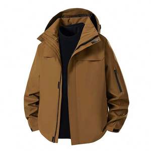 Chaqueta de Forro Polar Impermeable y Cortavientos con Cuello Alto para Hombre, Diseño Casual para Montañismo con Cierre de Cremallera - Product Image 3