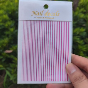 Autocollants d'ongles rayés de couleur unie pour filles, 12 couleurs, lignes laser, auto-adhésifs, NKZ111, vente chaude transfrontalière - Product Image 4