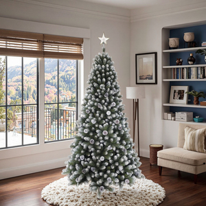 Árbol de Navidad Artificial de Cedro de Alta Calidad y Ecológico de 7 Pies con Copos de Nieve, Piñas y sin Luces para Decoración Interior - Product Image 1