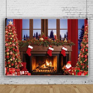 Fondos de ventana de Navidad fotografía retrato de bebé árbol de Navidad fiesta familiar fotografía Fondo foto de estudio Photocall - Product Image 3