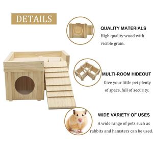 Jaula de Madera Sólida Plegable para Hámster, Tipo Villa, con Múltiples Habitaciones, Escalera de <span class=keywords><strong>Escape</strong></span>, Moderna, para Hámster, Conejo, Gallina, Sala de Estar - Product Image 5