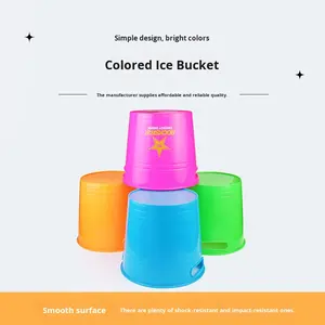 Seau à glace rond en plastique PP multicolore, design moderne et minimaliste, portable, pour bar extérieur, camping, bière, cola, refroidissement, utilisation en soirée, <span class=keywords><strong>Tomsawyer</strong></span> - Product Image 1