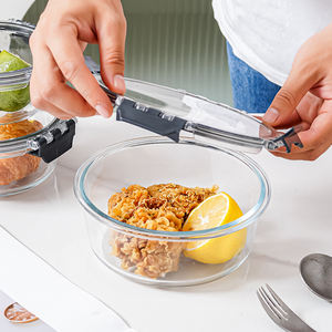 Meilleure vente coffret alimentaire en verre borosilicaté récipient pour la préparation des repas en verre avec couvercles transparents - Product Image 3