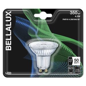 Bombilla LED Bellalux GU10 PAR16 de 4.3W, Luz Blanca Fría 4000K, 36 Grados, Reflector de Vidrio - Product Image 3