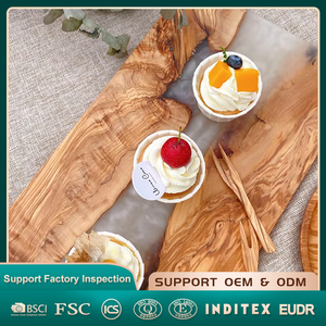 <span class=keywords><strong>Planche</strong></span> à découper en bois d'olivier naturel de maison avec résine pour collation de charcuterie - Product Image 1