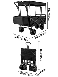 Poussette pliable à baldaquin personnalisable pour chariot de plage Garden avec auvent à grandes roues avec poignée de traction réglable - Product Image 5