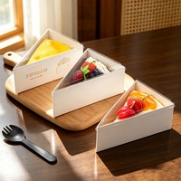 Boîte à mousse triangulaire transparente jetable en PET avec couvercle, taille 6-8 pouces, qualité alimentaire, pour gâteaux à étages, tranches de pâtisserie occidentale, Noël
