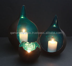 Portavelas Decorativo de Hierro Hecho a Mano, Ecológico, Duradero, Aromático, Modelo Qamar Overseas QO-1060, Decoración para el Hogar - Product Image 4