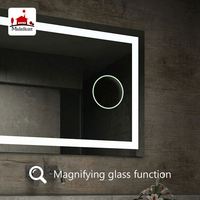 Reloj Digital Moderno para Hotel, Rectangular, sin Marco, con LED, Altavoz Bluetooth, Lupa 3x-5x, Iluminado, para Baño, Cosmético, de Pared