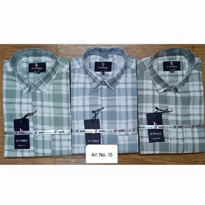 Camisa de hombre con cierre de botón de manga larga y cuello moderno para una apariencia elegante a granel de La India - Product Image 1