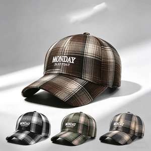 Cappellino da Baseball alla Moda a Quadri con Ricamo di Lettere - Cappello Casual da Esterno per Protezione Solare - Product Image 2