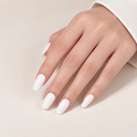 32 faux ongles à presser en ABS blanc ivoire, forme trapèze, brillants, solides et durables, en forme de cercueil, ongles artificiels