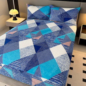 Chic Microfiber Fastness Warm <strong>Double</strong>-sided <strong>Fleece</strong> Triangle Patchwork Pattern <strong>Fitted</strong> <strong>Sheet</strong> for Winter - Product Image 1