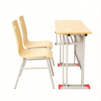 Meubles d'école au design moderne, ensemble table et chaise double à structure métallique robuste pour cantine scolaire et appartement