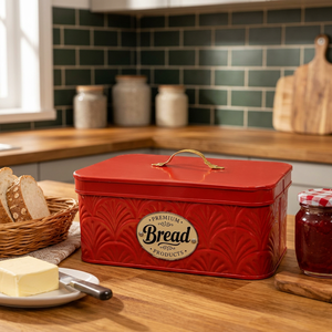 Rote Metall-Brotbox mit Griff, Vintage-Brotbehälter aus Blech, 10,7 x 5,1 Zoll, feuchtigkeitsbeständiger Lebensmittelbehälter - Product Image 5
