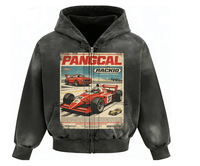 Sweat-shirts personnalisés Kornit DTG pour hommes, vêtements de sport, sweats à capuche zippés graphiques gothiques délavés à l'acide, fabrication OEM