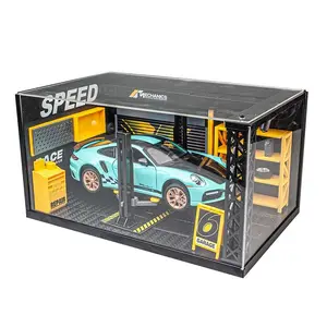 New Product 1/24 Parking Space DIY Scene Repair Shop With Lamp Alloy Model For Storage Of Boys Parling Lot