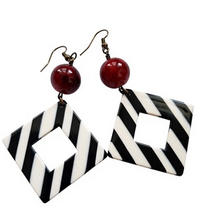 Newly Fancy Geometric <b>Acrylic</b> Stud Earrings Stylish Design Pink Lime Green Color <b>Block</b> Women's Trendy Party Jewelry for Woman - Product Image 2