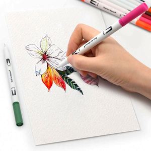 Ensemble de stylos pinceaux à double pointe pour aquarelle, marqueurs artistiques pour étudiants et artistes, très demandés - Product Image 1