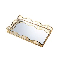 Plateau de service de luxe multifonctionnel avec miroir pour coiffeuse et bureau, idéal pour le rangement de bijoux et d'aliments