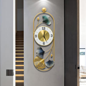 Pendentif de montre de feuille de Ginkgo en fer <span class=keywords><strong>l</strong></span>éger de style chinois moderne créatif nouvelle maison horloge <span class=keywords><strong>à</strong></span> quartz d'art simple pour le salon en métal - Product Image 2