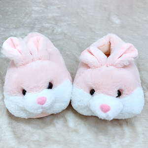 Zapatillas de casa con piel de conejo para mujer, calzado cálido de felpa con diseño de dibujos animados, color rosa, para interiores, para invierno - Product Image 6