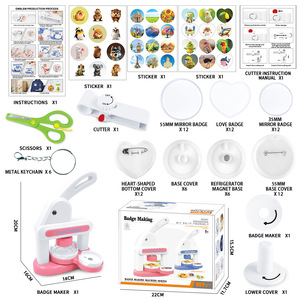 Fabricant de badges manuel 3 en 1 pour enfants, aimant de réfrigérateur fait maison, jouet de bricolage, fournitures artisanales pour un plaisir créatif ! - Product Image 2