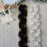 Dentelle en maille plissée à picots et galon à point de croix, directement de l'usine, pour robes de cérémonie, jupes, oreillers Lolita et accessoires pour animaux de compagnie