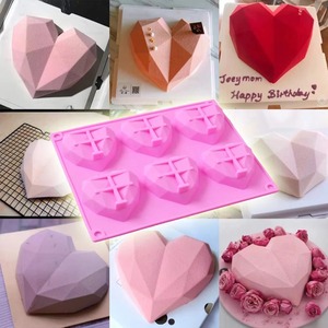 Molde de Silicona Rosa en Forma de Corazón para Pastel, Molde Geométrico para Fondant, Chocolate y Dulces, Utensilio para Hornear Postres de San Valentín - Product Image 4