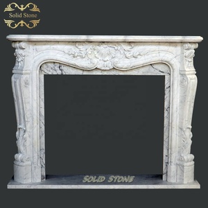 Manteau de cheminée en marbre blanc de Carrare italien sculpté à la main à bas prix d'usine conception personnalisée - Product Image 1