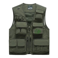 Gilet de pêche en maille respirante pour hommes, multi-poches, randonnée en plein air, camping, photographie, gilet tactique utilitaire, kaki, séchage rapide pour le sport