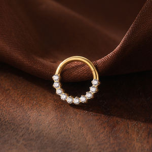 Ciondolo in titanio con zircone chiaro anello a segmento incernierato in PVD placcato naso <span class=keywords><strong>Septem</strong></span> anello per il corpo Piercing gioielli - Product Image 3