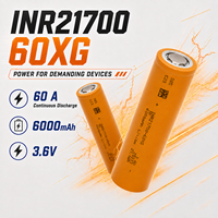Литий-ионный аккумулятор Tenpower INR21700-60XG 3.6В 6000мАч 60А (21700 60XG) для электроинструментов, электромобилей, БПЛА, аккумуляторных блоков