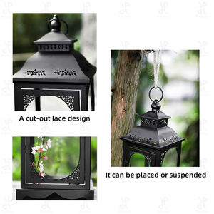 Mini Vintage lilin kaca logam pernikahan, lentera janji MOQ rendah untuk dekorasi rumah meja luar ruangan Natal besi mewah - Product Image 3