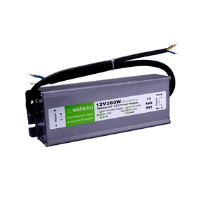 Adaptador de fuente de alimentación IP67 para luz exterior, unidad LED de 200 vatios, resistente al agua, transformador de 110 o 220VAC, 12V de CC, para Proyecto de ordenador