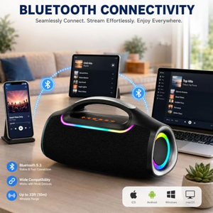 5.3 Replaceable Battery Stereo Wireless <b>Speaker</b> Outdoor Boombox Fabric Audio AUX TF USB 20W Portable <b>Bluetooth</b> Subwoofer - Product Image 2