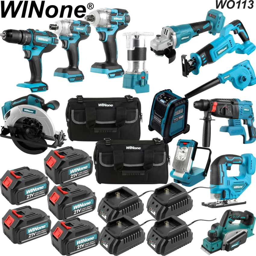 Professional drill set impact wrench combo power tools kits 13 PCS kit combo 18v combo kit hardware packing machine