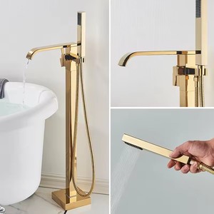 Sang Trọng Màu Đen Brass Phòng Tắm Vòi Nước Tầng Thường vụ Thiết Kế Duy Nhất Xử Lý Nước Nóng Và Lạnh Nhúng Thiết Kế Đơn Giản Bồn Tắm Mixer - Product Image 5