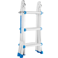 Échelle d'extension multi-positions 4x3 marches en aluminium, pieds évasés, 150 kg, conformité EN, pour supermarché, escalier, salle de sport – Fabricant leader, durable