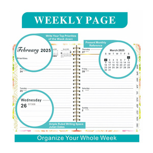 Journal hebdomadaire mensuel à couverture rigide avec impression personnalisée 2025 <span class=keywords><strong>Agenda</strong></span> avec protecteur d'angle <span class=keywords><strong>Agenda</strong></span> en spirale A5 avec pages à onglets - Product Image 5