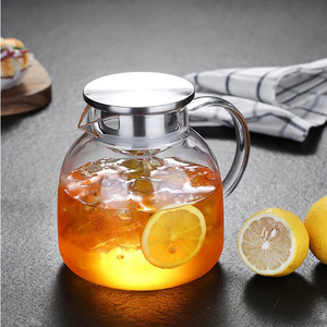 Carafe à eau froide en verre 1800 ml avec couvercle en acier inoxydable, grande capacité, pour usage domestique et fêtes - Product Image 4