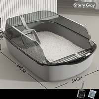 Litière semi-fermée pour chat en gros, grande capacité, toilette pour chat en plastique de haute qualité avec accessoires, produits pour chats