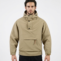 Veste Anorak Homme Coupe Ample à Capuche Style Streetwear Printemps-Automne Taille Européenne, Pull à Fermeture Éclair 1/4, Veste Anorak d'Extérieur Coupe-Vent