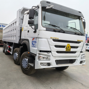 Système hydraulique Hyva équipé Sinotruk HOWO 8x4 camion à benne basculante blanc 15s décharge rapide pour la logistique de construction à haut rendement - Product Image 1